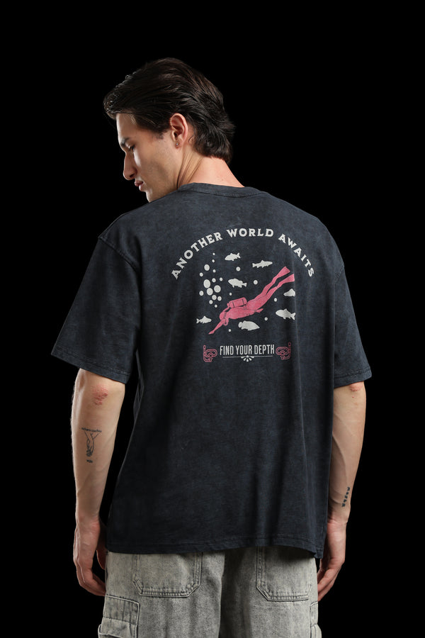 OutlawsFashion Born to Dive Black Oversized T-Shirt for Men