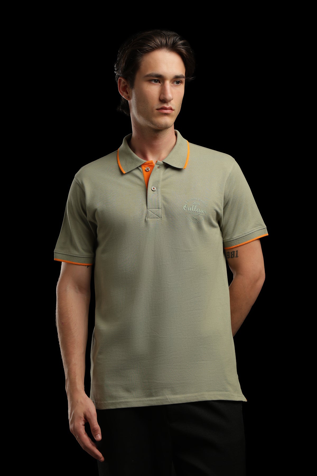 OutlawsFashion Country Club Olive Green Polo T-Shirt for Men