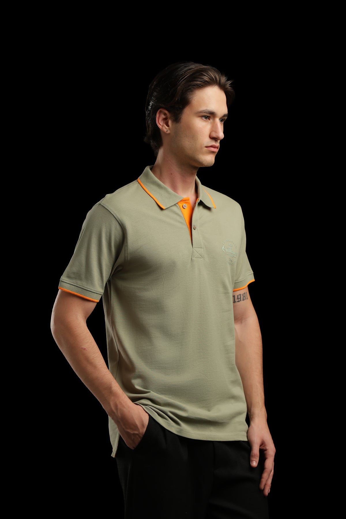 OutlawsFashion Country Club Olive Green Polo T-Shirt for Men