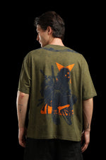 OutlawsFashion Cyber Ranger Olive Green Oversized T-Shirt for Men