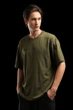 OutlawsFashion Cyber Ranger Olive Green Oversized T-Shirt for Men