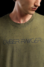 OutlawsFashion Cyber Ranger Olive Green Oversized T-Shirt for Men