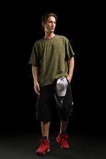 OutlawsFashion Cyber Ranger Olive Green Oversized T-Shirt for Men