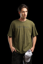 OutlawsFashion Cyber Ranger Olive Green Oversized T-Shirt for Men