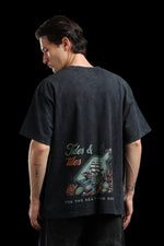 OutlawsFashion Explorers of Infinity Black Oversized T-Shirt for Men