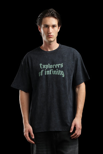 OutlawsFashion Explorers of Infinity Black Oversized T-Shirt for Men