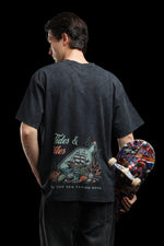 OutlawsFashion Explorers of Infinity Black Oversized T-Shirt for Men