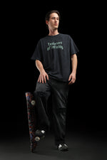 OutlawsFashion Explorers of Infinity Black Oversized T-Shirt for Men