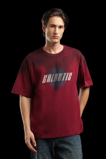 OutlawsFashion Galactic Traveller Maroon Oversized T-Shirt for Men