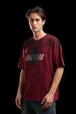 OutlawsFashion Galactic Traveller Maroon Oversized T-Shirt for Men