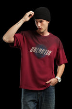 OutlawsFashion Galactic Traveller Maroon Oversized T-Shirt for Men