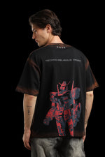 OutlawsFashion Humanoid Pixel War Black Oversized T-Shirt for Men