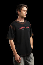 OutlawsFashion Humanoid Pixel War Black Oversized T-Shirt for Men