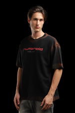 OutlawsFashion Humanoid Pixel War Black Oversized T-Shirt for Men