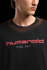OutlawsFashion Humanoid Pixel War Black Oversized T-Shirt for Men