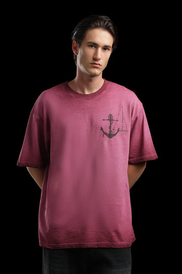 OutlawsFashion Marine Service Maroon Oversized T-Shirt for Men