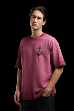 OutlawsFashion Marine Service Maroon Oversized T-Shirt for Men