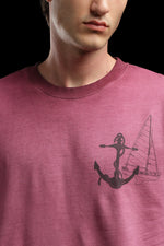 OutlawsFashion Marine Service Maroon Oversized T-Shirt for Men