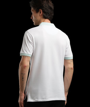 OutlawsFashion Marine Stripe White & Mint Green Polo T-Shirt for Men