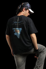 OutlawsFashion Nautical Heritage Black Oversized T-Shirt for Men