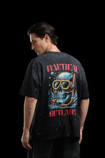 OutlawsFashion Nautical Outlaws Black Oversized T-Shirt for Men