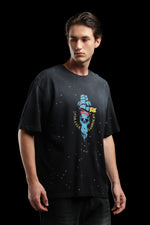 OutlawsFashion Nautical Outlaws Black Oversized T-Shirt for Men