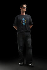 OutlawsFashion Nautical Outlaws Black Oversized T-Shirt for Men