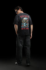 OutlawsFashion Nautical Outlaws Black Oversized T-Shirt for Men