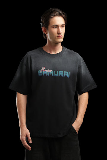 OutlawsFashion Neuro Samurai Black Oversized T-Shirt for Men