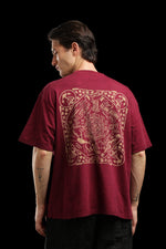 OutlawsFashion Ocean Spirit Maroon Oversized T-Shirt for Men