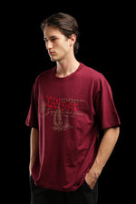 OutlawsFashion Ocean Spirit Maroon Oversized T-Shirt for Men