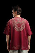 OutlawsFashion Pixel Warden Maroon Oversized T-Shirt for Men