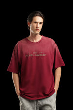 OutlawsFashion Pixel Warden Maroon Oversized T-Shirt for Men