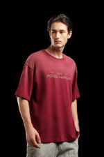 OutlawsFashion Pixel Warden Maroon Oversized T-Shirt for Men