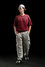 OutlawsFashion Pixel Warden Maroon Oversized T-Shirt for Men