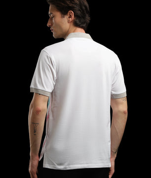 OutlawsFashion Urban Stripe White Multicolour Polo T-Shirt for Men