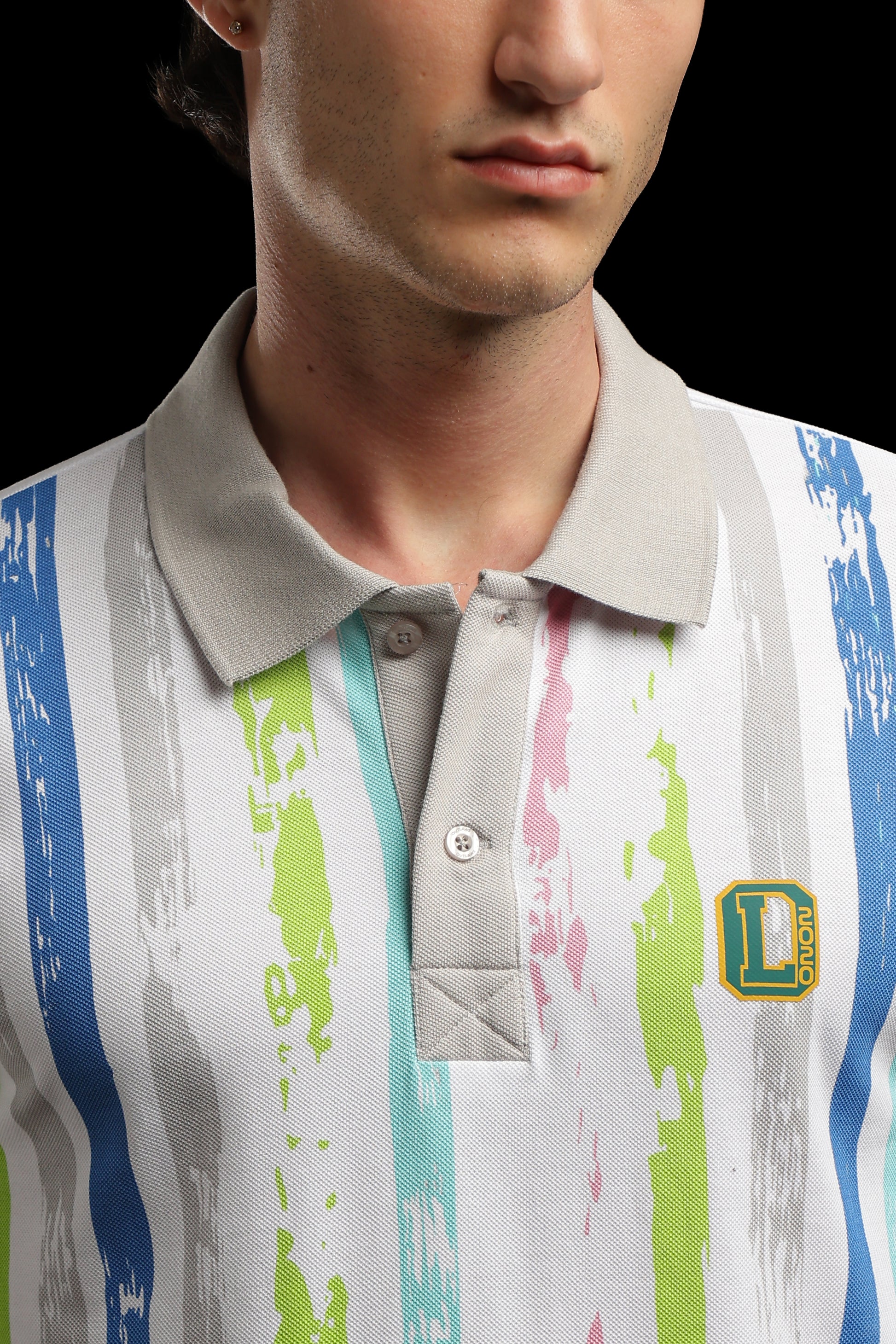OutlawsFashion Urban Stripe White Multicolour Polo T-Shirt for Men