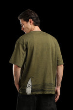 OutlawsFashion Wave Rider Olive Green Oversized T-Shirt for Men