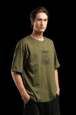 OutlawsFashion Wave Rider Olive Green Oversized T-Shirt for Men