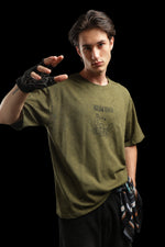 OutlawsFashion Wave Rider Olive Green Oversized T-Shirt for Men