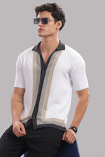 Men's 100% cotton contrast panel polo shirt by Outlaws Fashion, featuring a modern smart casual style and classic fit.