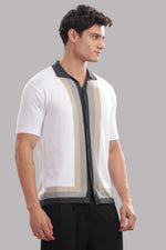 Outlaws Fashion men's contrast panel cotton polo shirt, 100% cotton, modern smart casual style, with a classic collar and short sleeves.