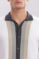 Men's cotton polo shirt by Outlaws Fashion featuring contrast color panels, modern smart casual style, short sleeves, and classic fit.
