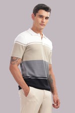 Men's colorblock cotton polo shirt by Outlaws Fashion, featuring a stylish casual design with contrasting color panels.