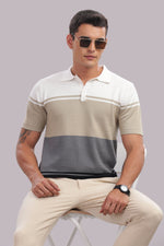 Men's colorblock polo shirt by Outlaws Fashion, made of 100% cotton, featuring a stylish casual design with contrasting colors.