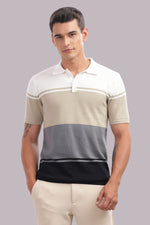 Men's colorblock cotton polo shirt by Outlaws Fashion, featuring a stylish casual design with vibrant color panels.