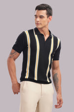 Outlaws Fashion men's striped cotton polo shirt, 100% cotton smart casual wear, with a classic collar and short sleeves.