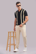 Men's striped polo shirt by Outlaws Fashion, made of 100% cotton, featuring a smart casual design with a classic fit.