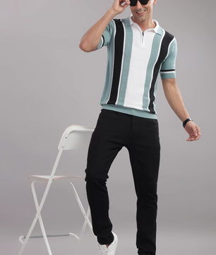 men casual knitted polo t shirt everyday wear mint color