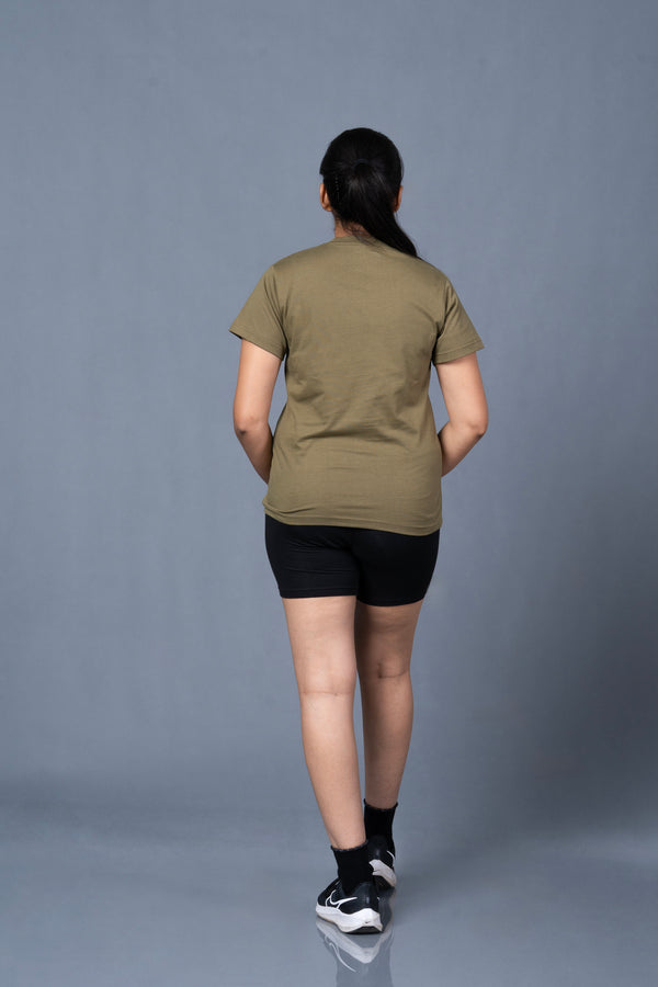 Solid regular fit women's casual T-shirt by Outlaws Fashion, showing a comfortable, plain design in a neutral color.